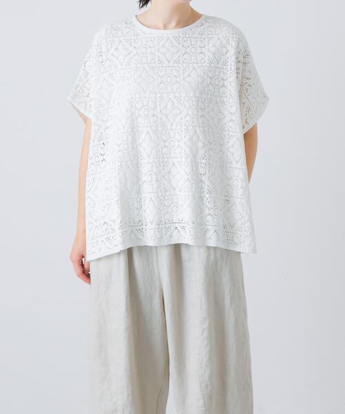 かぐれ（カグレ）の「コットンレースポンチョプルオーバー（Tシャツ/カットソー・レディース・オフホワイト/ブラック・FREE）」の7枚目の写真