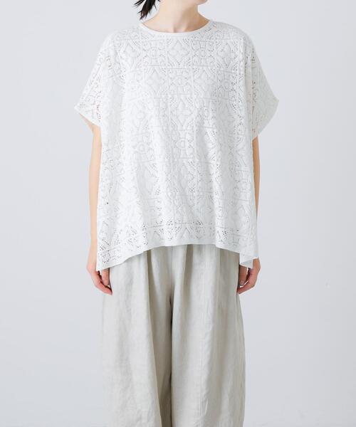 かぐれ（カグレ）の「コットンレースポンチョプルオーバー（Tシャツ/カットソー・レディース・オフホワイト/ブラック・FREE）」の10枚目の写真