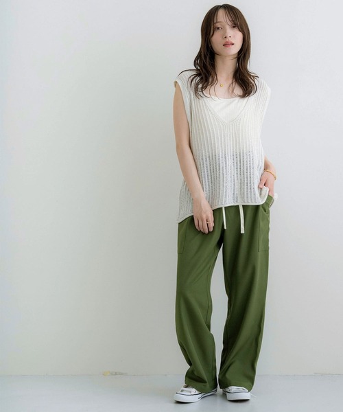 NOAHL(ノアル)の「【NOAHL】《mayoさんコラボ》ツイルカーゴイージーパンツ(カーゴパンツ・レディース・カーキ/グレイッシュベージュ/キナリ/グレー・M/S/L)」の10枚目の写真