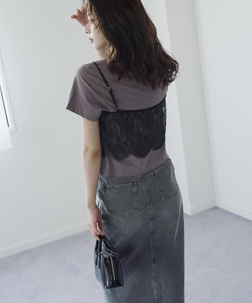 PROPORTION BODY DRESSING（プロポーションボディドレッシング）の「レースキャミセットカットソー / 1215260801（Tシャツ/カットソー・レディース・ブラウン系その他/ブラック/ダークグレー・FREE）」の6枚目の写真