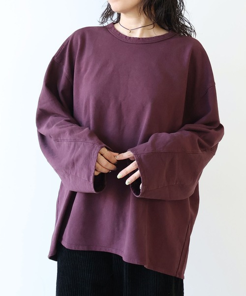 yuni(ユニ )の「コットン/キュプラ inray product dye プルオーバー(Tシャツ/カットソー・レディース・ホワイト/チャコールグレー/ブラウン/カーキ・FREE)」の4枚目の写真