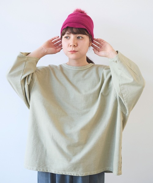 yuni(ユニ )の「コットン/キュプラ inray product dye プルオーバー(Tシャツ/カットソー・レディース・ホワイト/チャコールグレー/ブラウン/カーキ・FREE)」の1枚目の写真