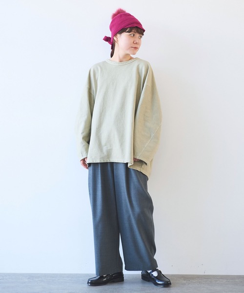 yuni(ユニ )の「コットン/キュプラ inray product dye プルオーバー(Tシャツ/カットソー・レディース・ホワイト/チャコールグレー/ブラウン/カーキ・FREE)」の5枚目の写真