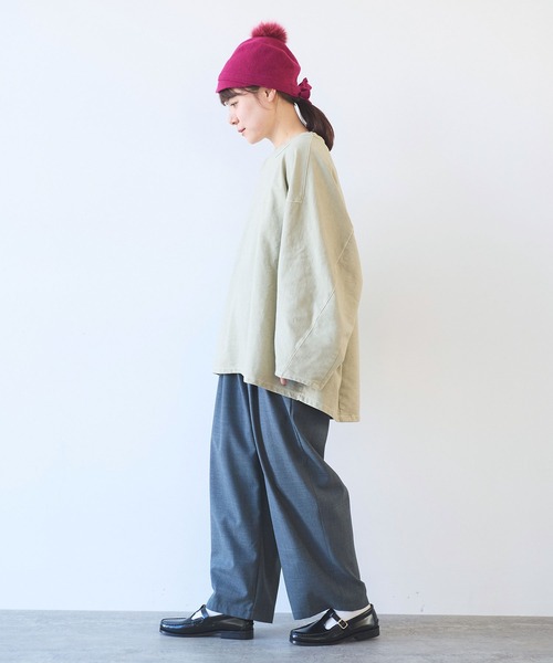 yuni(ユニ )の「コットン/キュプラ inray product dye プルオーバー(Tシャツ/カットソー・レディース・ホワイト/チャコールグレー/ブラウン/カーキ・FREE)」の6枚目の写真