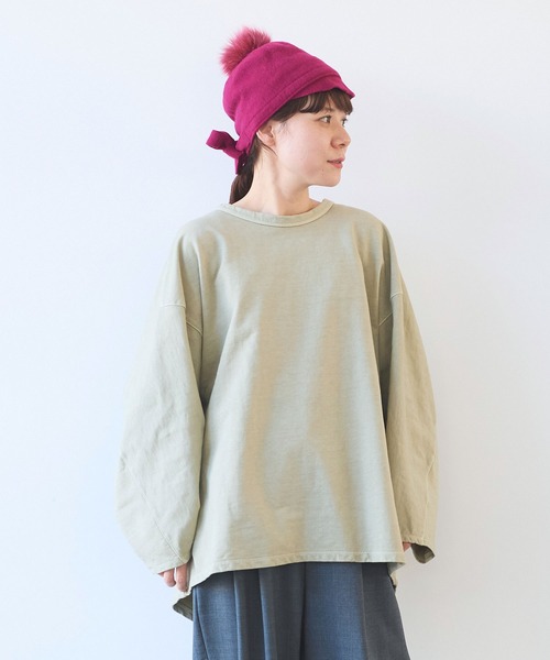 yuni(ユニ )の「コットン/キュプラ inray product dye プルオーバー(Tシャツ/カットソー・レディース・ホワイト/チャコールグレー/ブラウン/カーキ・FREE)」の7枚目の写真