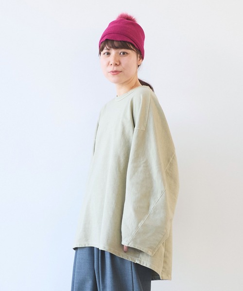 yuni(ユニ )の「コットン/キュプラ inray product dye プルオーバー(Tシャツ/カットソー・レディース・ホワイト/チャコールグレー/ブラウン/カーキ・FREE)」の9枚目の写真