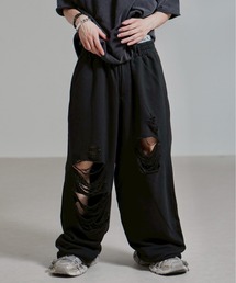 【Chikashitsu +】full length crash sweat pants / 【チカシツプラス】フルレングスクラッシュスウェットパンツ <着用動画あり>