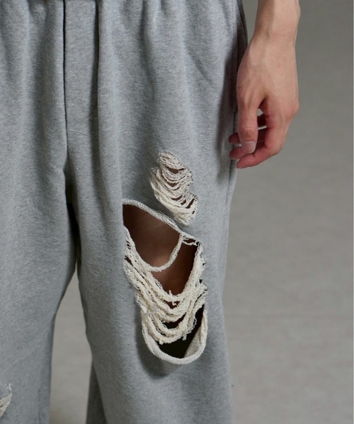 Chikashitsu +（チカシツプラス）の「【Chikashitsu +】full length crash sweat pants / 【チカシツプラス】フルレングスクラッシュスウェットパンツ <着用動画あり>（スウェットパンツ・メンズ・ブラック/グレー・ONE SIZE）」の22枚目の写真