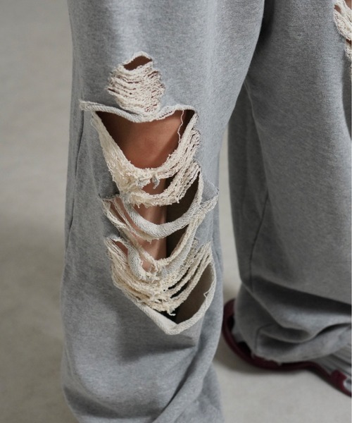 Chikashitsu +（チカシツプラス）の「【Chikashitsu +】full length crash sweat pants / 【チカシツプラス】フルレングスクラッシュスウェットパンツ <着用動画あり>（スウェットパンツ・メンズ・ブラック/グレー・ONE SIZE）」の20枚目の写真