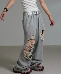 Chikashitsu +（チカシツプラス）の「【Chikashitsu +】full length crash sweat pants / 【チカシツプラス】フルレングスクラッシュスウェットパンツ <着用動画あり>（スウェットパンツ）」