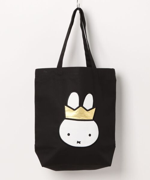 Miffy( ミッフィー)の「【 Miffy / ミッフィー 】70周年アップリケトートバッグ WNI(トートバッグ・レディース・ブラック/ナチュラル・FREE)」の2枚目の写真