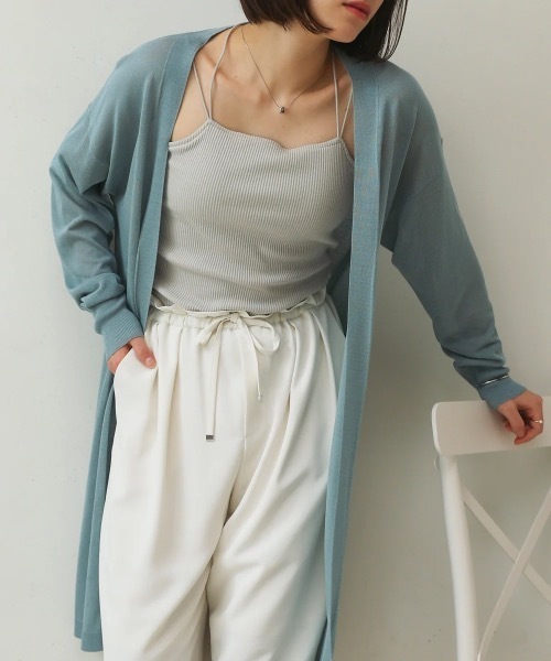 Bou Jeloud（ブージュルード）の「【接触冷感／UVカット】UVサラサラロングニットカーディガン（カーディガン/ボレロ・レディース・ブラック/ブルー/ベージュ・FREE）」の3枚目の写真