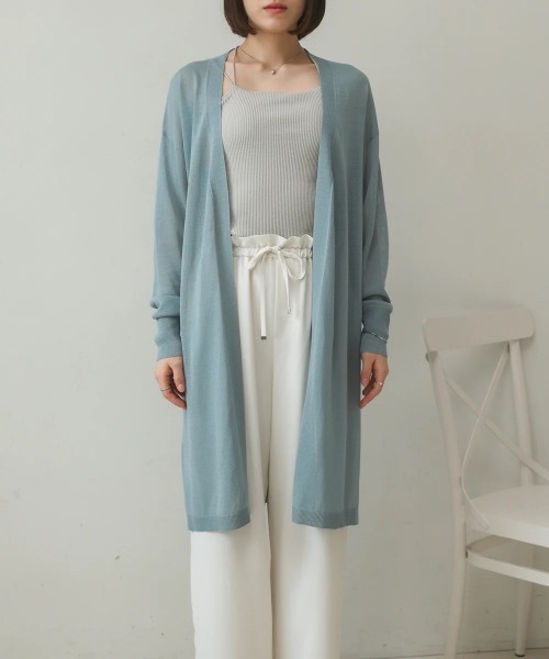 Bou Jeloud（ブージュルード）の「【接触冷感／UVカット】UVサラサラロングニットカーディガン（カーディガン/ボレロ・レディース・ブラック/ブルー/ベージュ・FREE）」の21枚目の写真