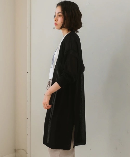Bou Jeloud（ブージュルード）の「【接触冷感／UVカット】UVサラサラロングニットカーディガン（カーディガン/ボレロ・レディース・ブラック/ブルー/ベージュ・FREE）」の9枚目の写真