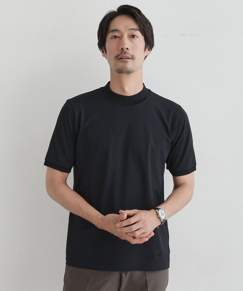 TAKEO KIKUCHI（タケオキクチ）の「【COOL CITY WEAR】インドライ天竺モックネック プルオーバー /吸汗速乾（Tシャツ/カットソー・メンズ・ブラック/ホワイト・02/03/04）」の2枚目の写真