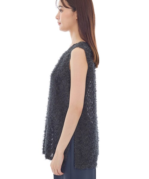 INDIVI(インディヴィ)の「【インナーとしても活躍!】フリンジジャカードチュニック(シャツ/ブラウス・レディース・ダークグレー/オフホワイト・38/34/15 /13/05)」の6枚目の写真