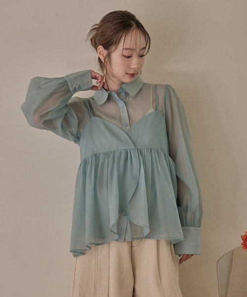 セール】bustier set sheer shirt / ビスチェセットシアーシャツ