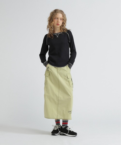 AVIREX（アヴィレックス）の「BICOLOR HONEYCOMBI WAFFLE T-SHIRT/バイカラーハニカムワッフルTシャツ（Tシャツ/カットソー・レディース・チャコールグレー/ナチュラル/ピンク・S/M）」の16枚目の写真