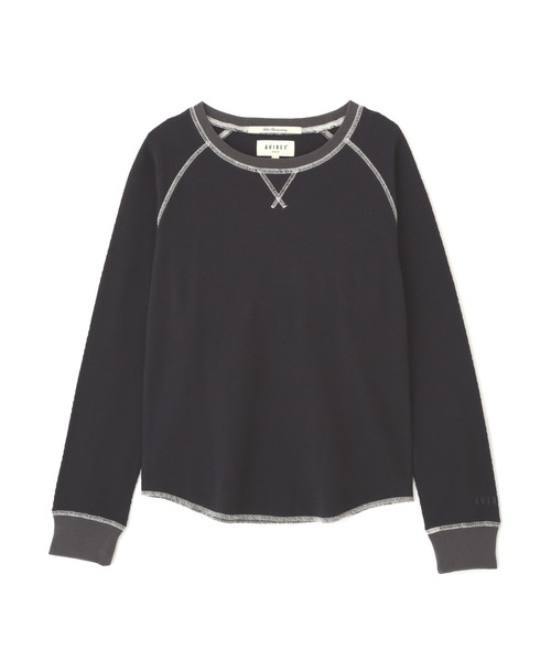 AVIREX（アヴィレックス）の「BICOLOR HONEYCOMBI WAFFLE T-SHIRT/バイカラーハニカムワッフルTシャツ（Tシャツ/カットソー・レディース・チャコールグレー/ナチュラル/ピンク・S/M）」の17枚目の写真