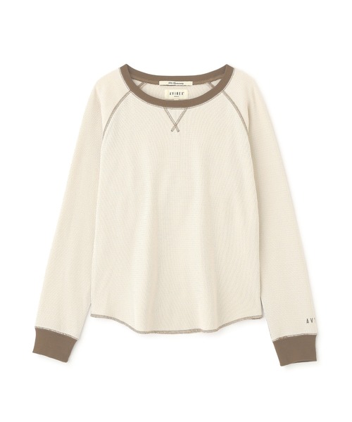 AVIREX（アヴィレックス）の「BICOLOR HONEYCOMBI WAFFLE T-SHIRT/バイカラーハニカムワッフルTシャツ（Tシャツ/カットソー・レディース・チャコールグレー/ナチュラル/ピンク・S/M）」の12枚目の写真