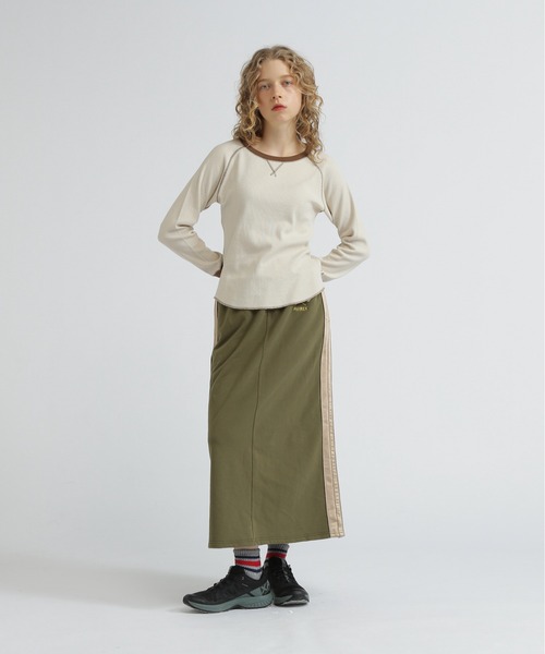 AVIREX（アヴィレックス）の「BICOLOR HONEYCOMBI WAFFLE T-SHIRT/バイカラーハニカムワッフルTシャツ（Tシャツ/カットソー・レディース・チャコールグレー/ナチュラル/ピンク・S/M）」の6枚目の写真