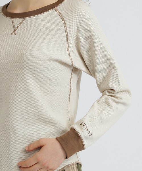 AVIREX（アヴィレックス）の「BICOLOR HONEYCOMBI WAFFLE T-SHIRT/バイカラーハニカムワッフルTシャツ（Tシャツ/カットソー・レディース・チャコールグレー/ナチュラル/ピンク・S/M）」の10枚目の写真