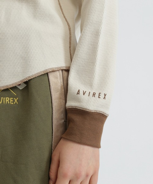 AVIREX（アヴィレックス）の「BICOLOR HONEYCOMBI WAFFLE T-SHIRT/バイカラーハニカムワッフルTシャツ（Tシャツ/カットソー・レディース・チャコールグレー/ナチュラル/ピンク・S/M）」の11枚目の写真