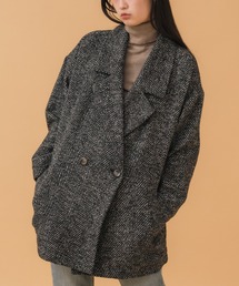 ヘリンボーンダブルテーラーJK / ブラック ブラウン 韓国 シンプル カジュアル ジャケット アウター 冬服 秋服 ノームコア ヘリンボーン トラッド