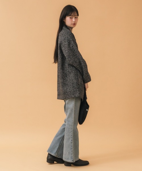 HEILIS(ヘイリス)の「ヘリンボーンダブルテーラーJK / ブラック ブラウン 韓国 シンプル カジュアル ジャケット アウター 冬服 秋服 ノームコア ヘリンボーン トラッド(テーラードジャケット・レディース・ブラック/ブラウン・FREE)」の15枚目の写真
