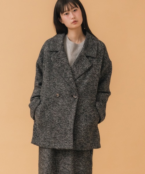HEILIS(ヘイリス)の「ヘリンボーンダブルテーラーJK / ブラック ブラウン 韓国 シンプル カジュアル ジャケット アウター 冬服 秋服 ノームコア ヘリンボーン トラッド(テーラードジャケット・レディース・ブラック/ブラウン・FREE)」の18枚目の写真