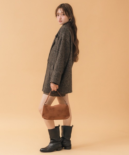 ヘリンボーンダブルテーラーJK / ブラック ブラウン 韓国 シンプル