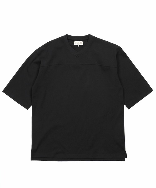 The DUFFER of ST.GEORGE(ザダファーオブセントジョージ)の「「AIR FLEX」SETUP HONEYCOMB V-NECK TEE:機能素材 「エアフレックス」セットアップ Vネック 5分袖TEE(Tシャツ/カットソー・メンズ・ブラック/ネイビー・X-LARGE/LARGE/MEDIUM/SMALL)」の9枚目の写真