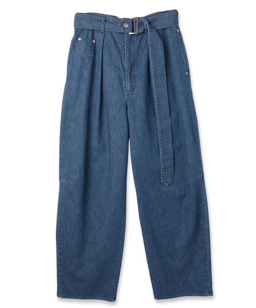 CULLNI（クルニ）の「Barrel 1Tuck Wide Denim Pants with Long Belt（デニムパンツ・メンズ・ブラック/ネイビー/ブルー・2/1/0）」の9枚目の写真