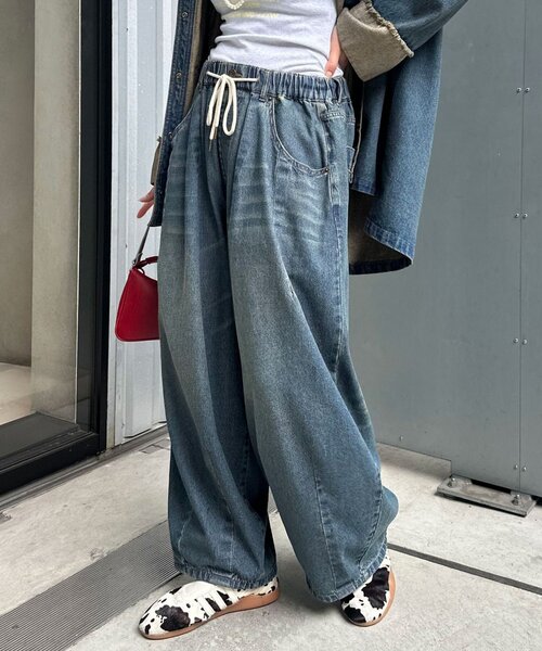 セール】オーバーダイスーパーワイドカーブデニム（デニムパンツ