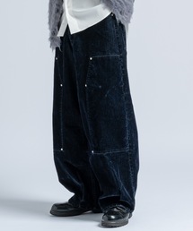Casper John(LXp[W)Flocked denim double knee pants / tbL[fj_uj[pc(fjpc)