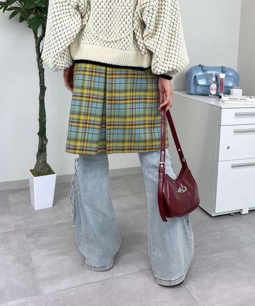 mul.（ムル）の「SK　ハーフプリーツチェックスカート（スカート・レディース・ブルー・FREE）」の5枚目の写真