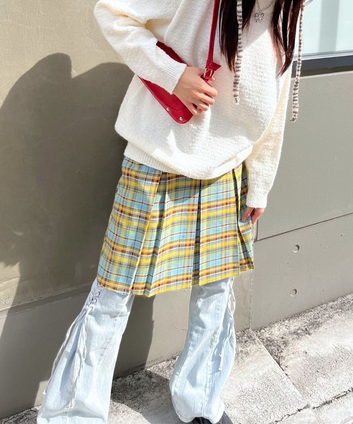 mul.（ムル）の「SK　ハーフプリーツチェックスカート（スカート・レディース・ブルー・FREE）」の9枚目の写真