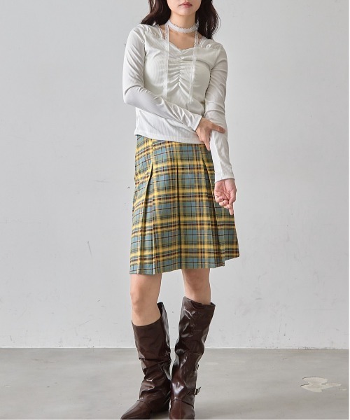 SK ハーフプリーツチェックスカート（スカート）｜mul.（ムル）の