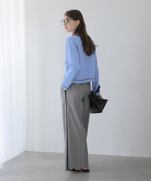 La TOTALITE（ラトータリテ）の「【洗える】ウォッシャブルスムースニットカーディガン（カーディガン/ボレロ・レディース・ブルー/ホワイト/ブラウン・FREE）」の4枚目の写真