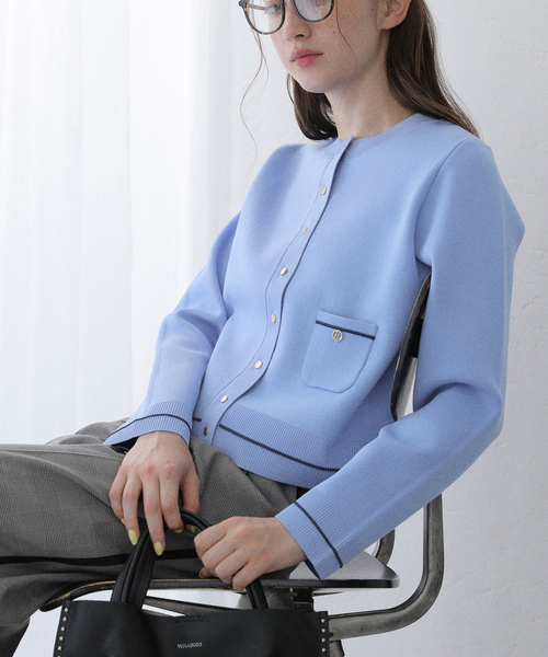 La TOTALITE（ラトータリテ）の「【洗える】ウォッシャブルスムースニットカーディガン（カーディガン/ボレロ・レディース・ブルー/ホワイト/ブラウン・FREE）」の6枚目の写真