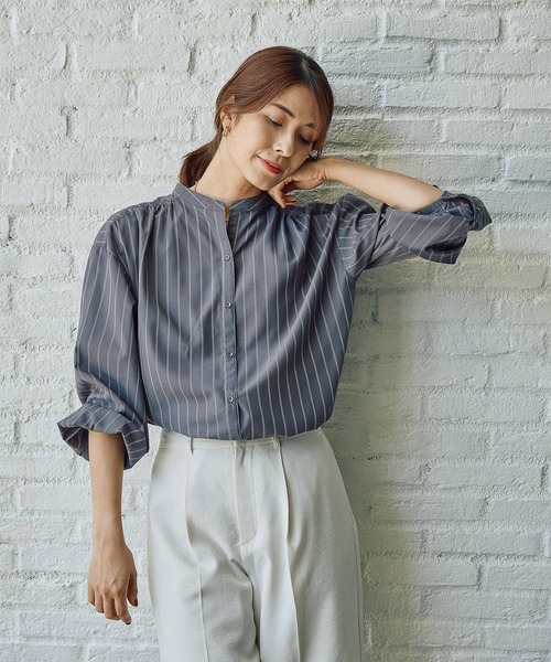 FOUND GOOD（ファウンドグッド）の「ガラスキッパーシャツ/LS（シャツ/ブラウス・レディース・アイボリー/ブラウン系5/グレー系8・L/M/S）」の2枚目の写真