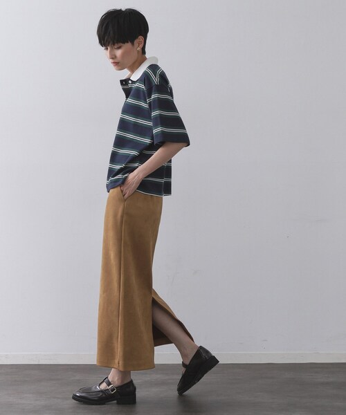 OPAQUE.CLIP（オペークドットクリップ）の「スエードライクナロースカート【洗濯機洗い可】（スカート・レディース・ダークグレー/キャメル・42/40/38）」の9枚目の写真