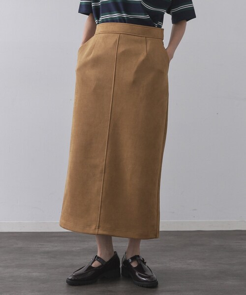 OPAQUE.CLIP（オペークドットクリップ）の「スエードライクナロースカート【洗濯機洗い可】（スカート・レディース・ダークグレー/キャメル・42/40/38）」の11枚目の写真