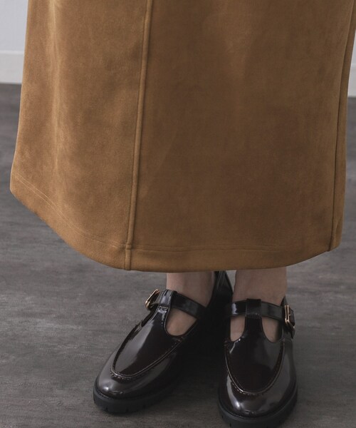 OPAQUE.CLIP（オペークドットクリップ）の「スエードライクナロースカート【洗濯機洗い可】（スカート・レディース・ダークグレー/キャメル・42/40/38）」の18枚目の写真