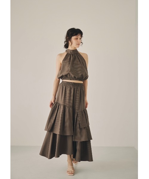 NOTREemor（ノートルエモア）の「random tiered check skirt（スカート・レディース・ブルー/ブラック・FREE）」の2枚目の写真