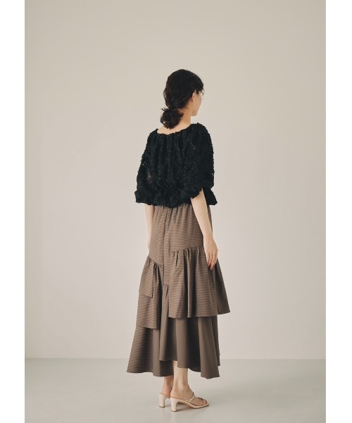 NOTREemor（ノートルエモア）の「random tiered check skirt（スカート・レディース・ブルー/ブラック・FREE）」の5枚目の写真