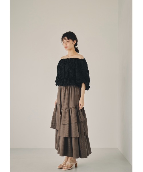 NOTREemor（ノートルエモア）の「random tiered check skirt（スカート・レディース・ブルー/ブラック・FREE）」の6枚目の写真