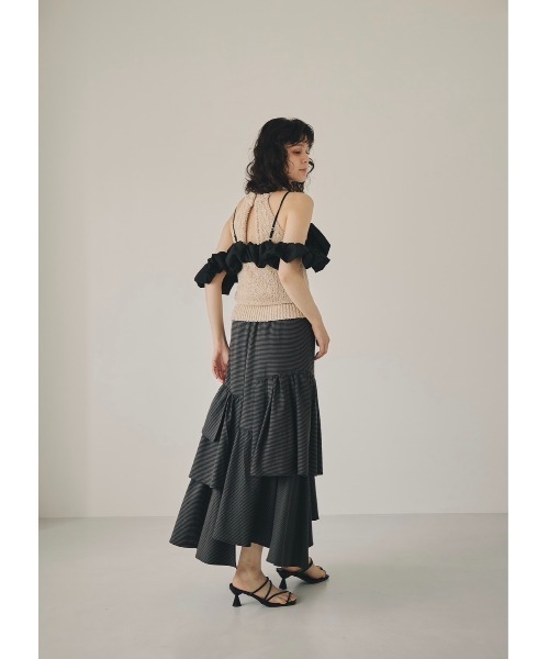 NOTREemor（ノートルエモア）の「random tiered check skirt（スカート・レディース・ブルー/ブラック・FREE）」の9枚目の写真