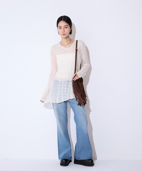 JEANASIS（ジーナシス）の「イレヘムレースミニワンピース/591134（ワンピース・レディース・オフホワイト/ブラック・FREE）」の12枚目の写真