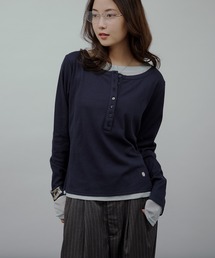 MUHET(~G[^)sheer henry neck layered  long sleeve t-shirt / VA[w[lbNC[hOTVc(TVc/Jbg\[)